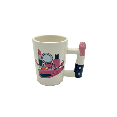 Makeup Lover’s Coffee Mug – Lipstick Handle Ceramic Cup for Beauty Enthusiasts