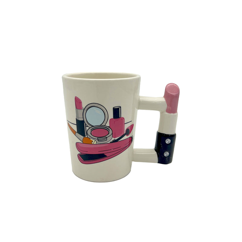 Makeup Lover’s Coffee Mug – Lipstick Handle Ceramic Cup for Beauty Enthusiasts