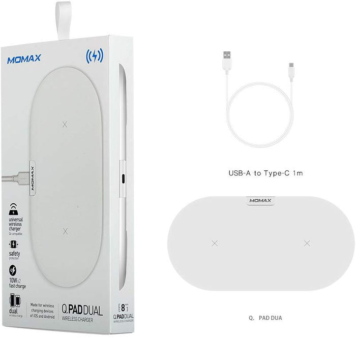 Momax -  Q.Pad Dual Fast Wireless Docking Charger - White