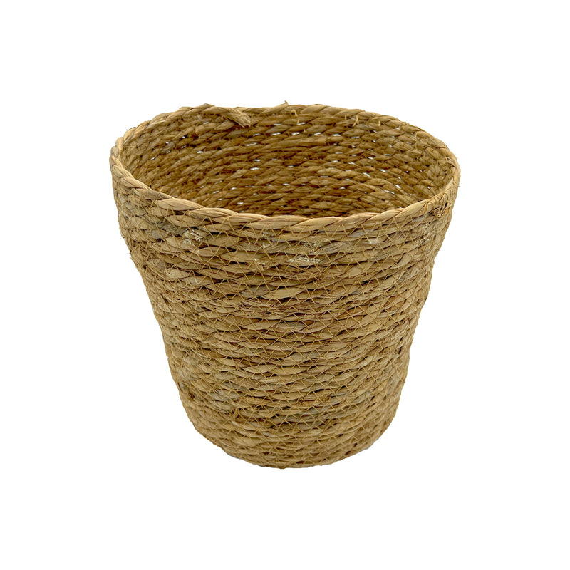 Set of 2 Handwoven Seagrass Home Accessories – Storage Basket & Lidded Tissue Box with Tassels