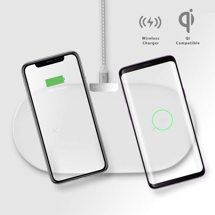 Momax -  Q.Pad Dual Fast Wireless Docking Charger - White