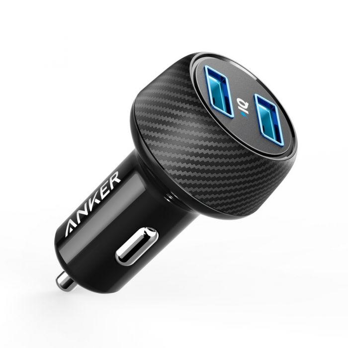 Anker - PowerDrive 2 Elite Ultra-Compact 24W 2-Port USB Car Charger with PowerIQ - Black