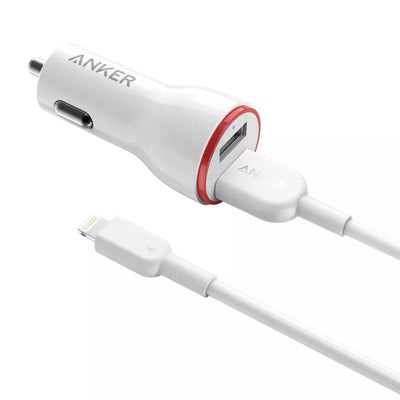 Anker - PowerDrive 2 Alloy Metal Mini Car Charger 24W - White