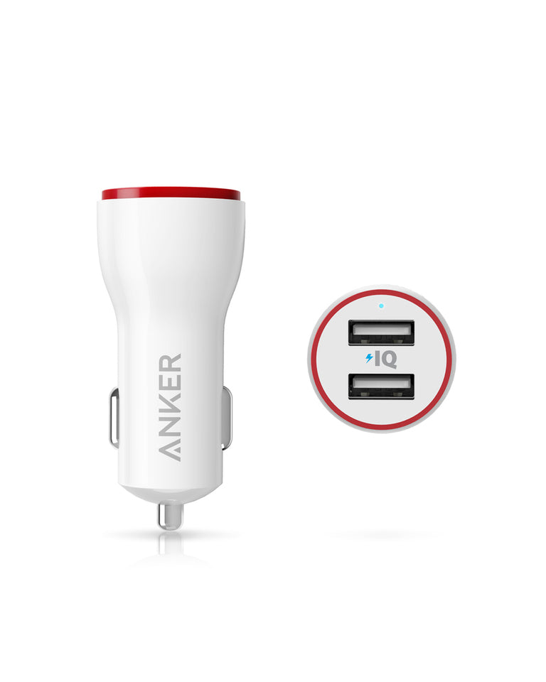 Anker - PowerDrive 2 Alloy Metal Mini Car Charger 24W - White